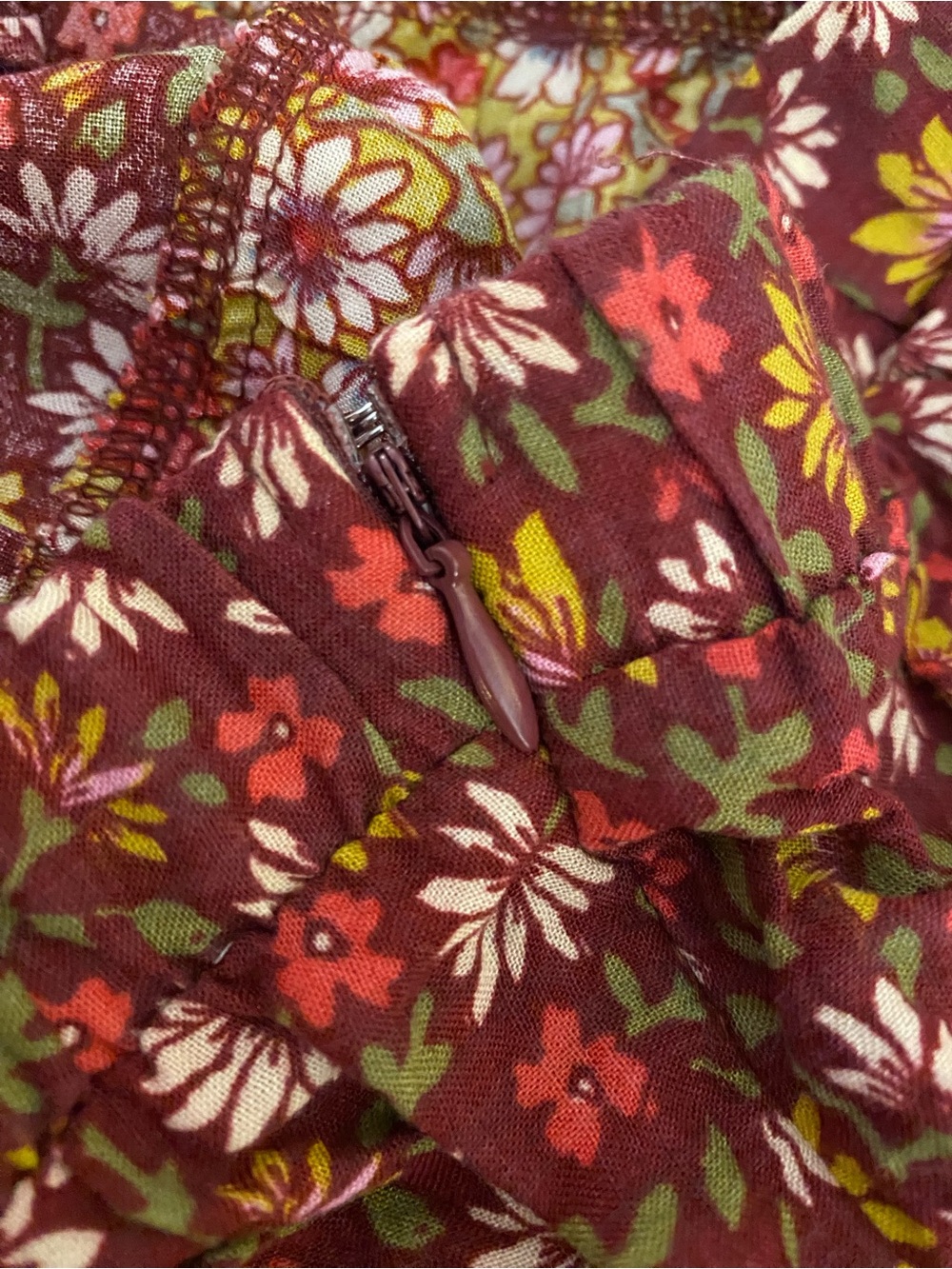 NATURAL LIFE Floral Tiered Maxi Skirt in Rust and Burgundy - Picture 4 of 9